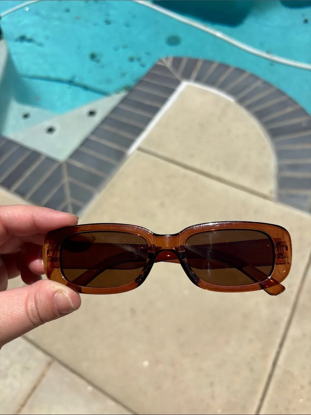 Women’s Rectangular brown Sunglasses - Brown Lenses